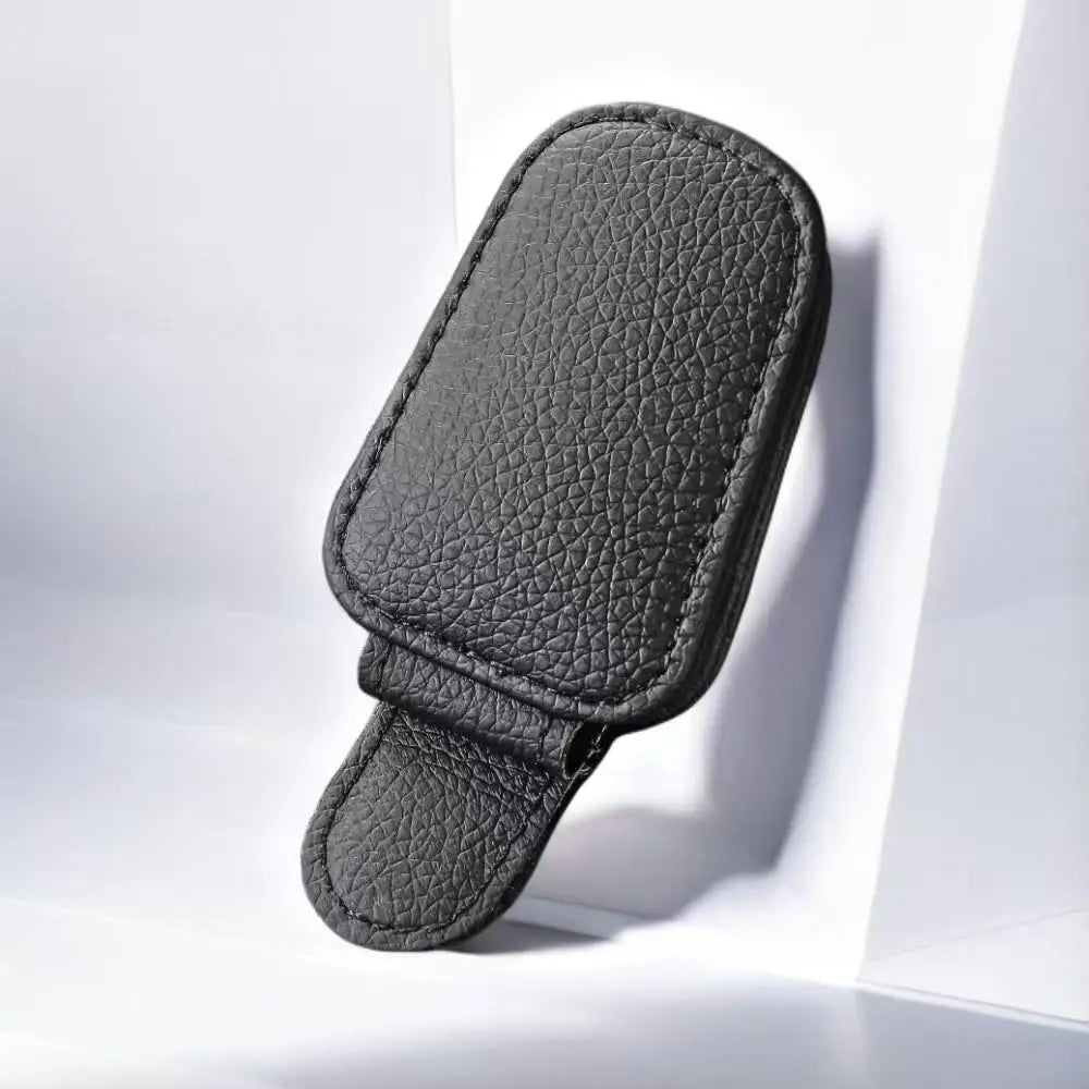 Magnetic Car Sunglasses Holder Clip, Premium Suede Leather Anti-Slip Glasses Organizer, Easy To Install Sun Visor Clip