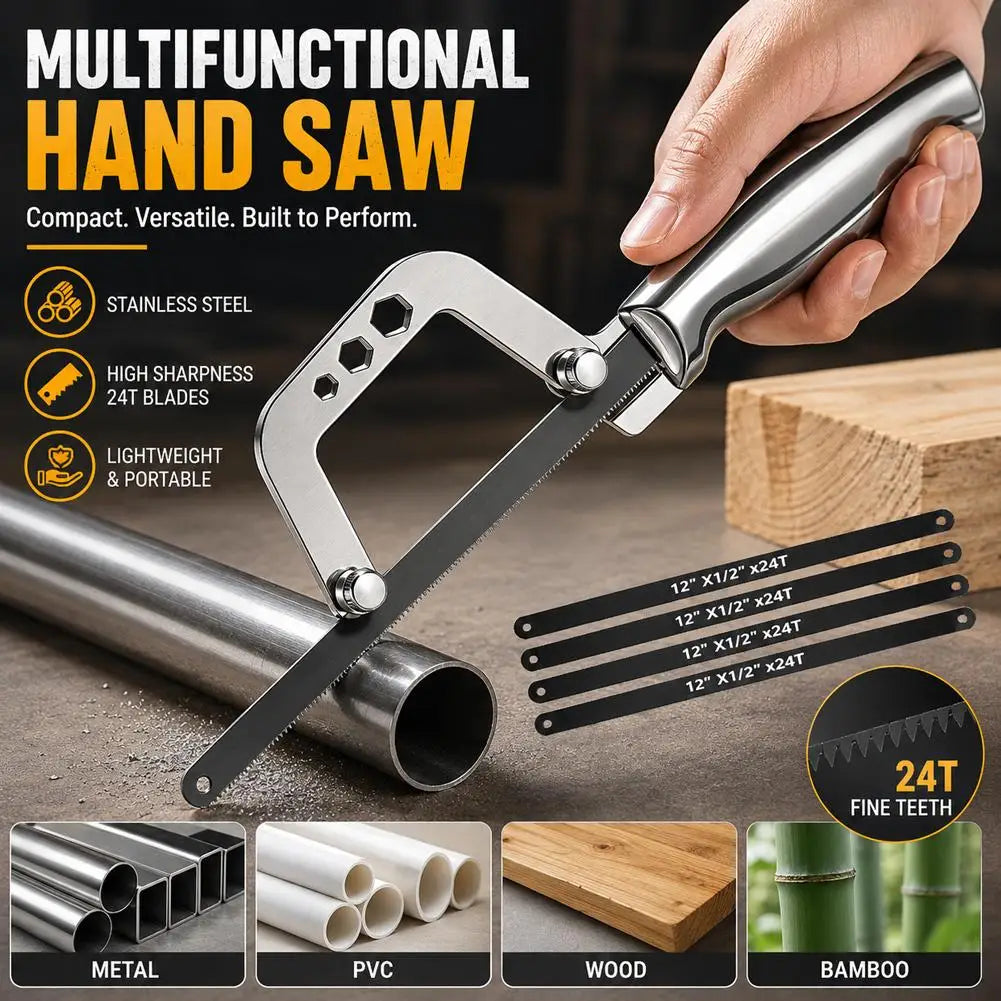 Mini Hacksaw Stainless Steel Frame Small Hacksaw Household DIY Small Handheld Saw Hand Saw For Wood / Plastic / Metal Cutting