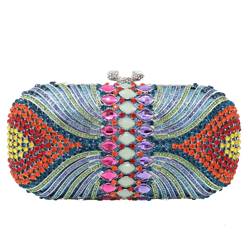 Hollow Out Green Rhinestone Crystal Evening Party Bags Gold Metal Clutch Female Wedding Purses Diamond Handbags Money Clutches