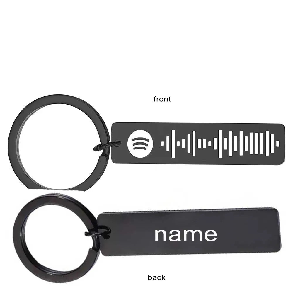 Personalized Spotify Code Keychain Engraved Name Song Music Keyring Scannable Song Key Ring Chain Holder Gift for Couple