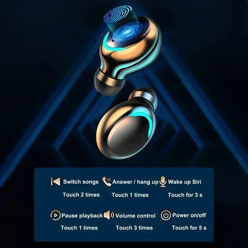 New Bluetooth Headphones 9D Stereo High Bass Sport Earphones Handfree Touch Control Tws Wireless Earbuds Headset