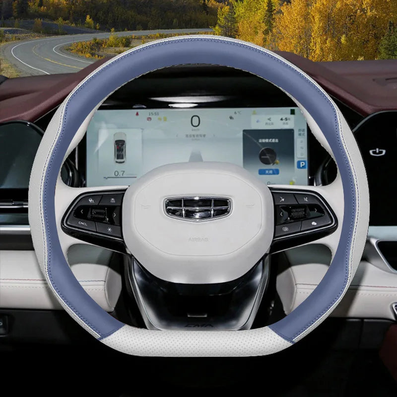 Car Nappa Leather Non-slip Steering Wheel Cover For Geely Emgrand GL GS EV450 Xingyue L S Boyue L Cool Yinhe L7 Xingyao 8 Binrui