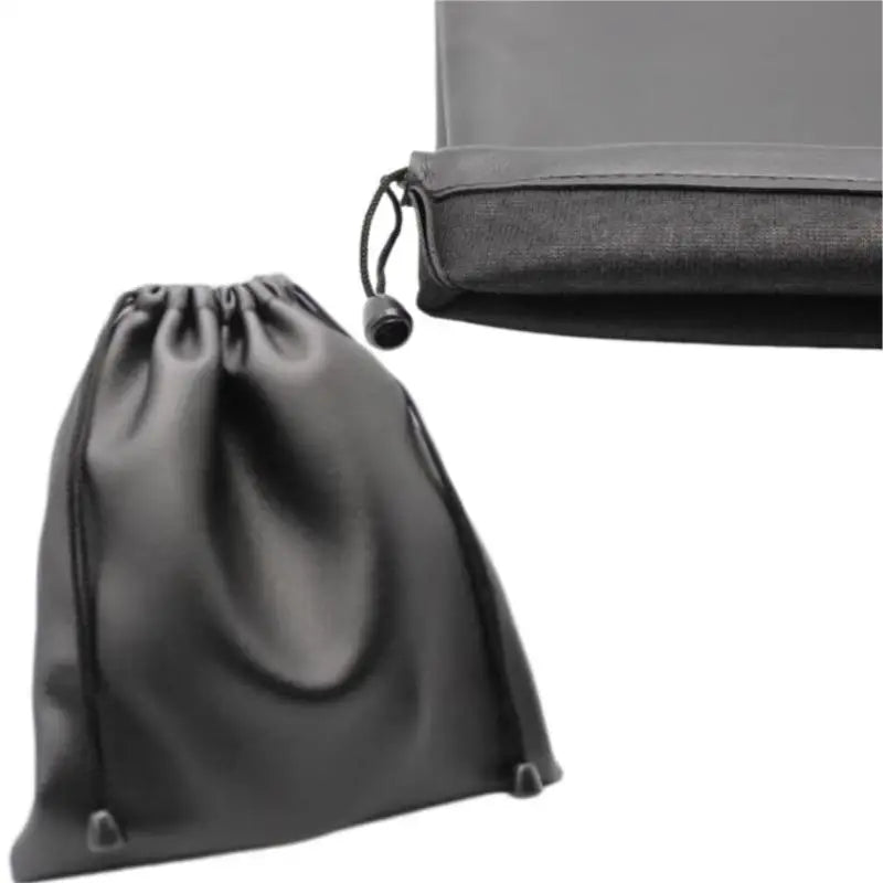 Durable Black Dust-proof Drawstring Bag Draw String Bag Headphone Bags PU Leather Headset Bag Durable Multi Purpose Storage