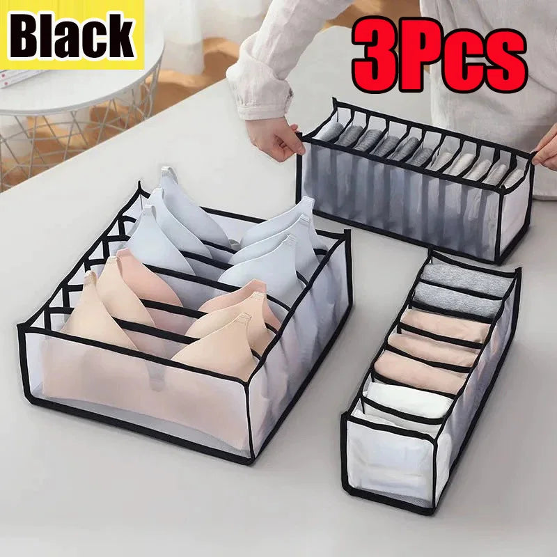 Underwear Drawer Organizer Storage Box Gruds Foldable Closet Organizers Trancparent Mesh Drawer Divider For Underpants Socks Bra