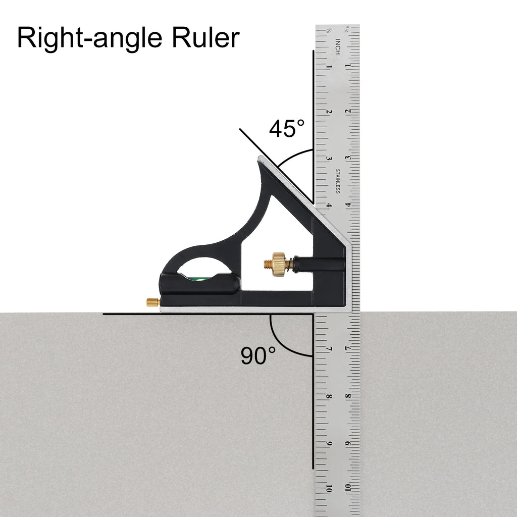 300mm Stainless Steel Combination Square Ruler for Woodworking Measuring Tools Protractor Adjustable 90 Degree Angle Ruler