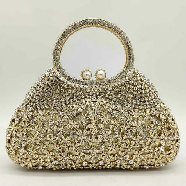 Boutique De FGG Elegant Silver Crystal Clutch Bags for Women Formal Party Totes Handbags Bridal Wedding Rhinestone Purses Bag