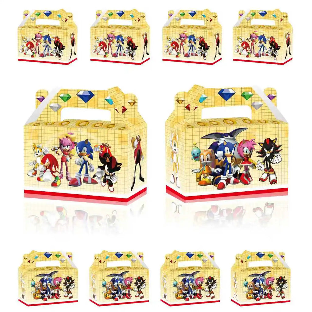 Sonic Birthday Party Supplies Hedgehog Action Figure Disposable Tableware Paper Plates Cup Knife Fork Spoon Baby Bath Toys