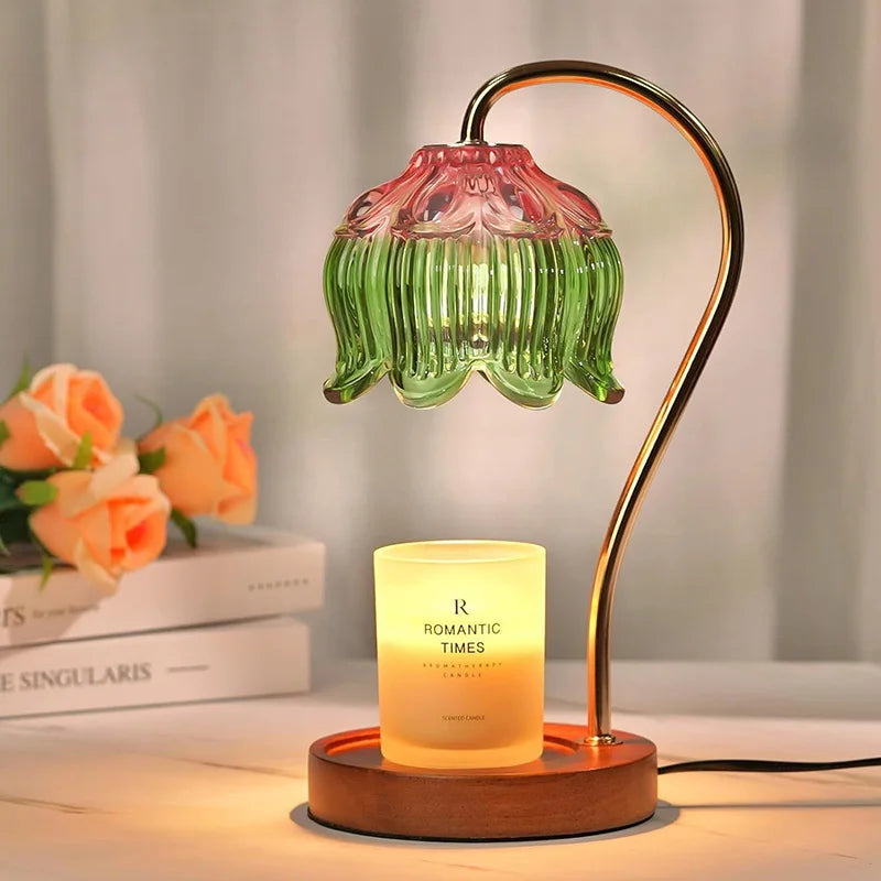 Nordic Glass Candle Warmer Lamp Bedroom Atmosphere Warmer Lamp Retro Lamp Candle Tray Night Light desk Decor Home Decoration  ﻿