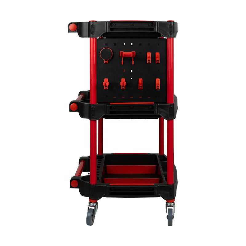 Rolling Storage 3 Layer Platform Hand Plastic Tool Trolley Workshop Cart Wheel Stainless Steel