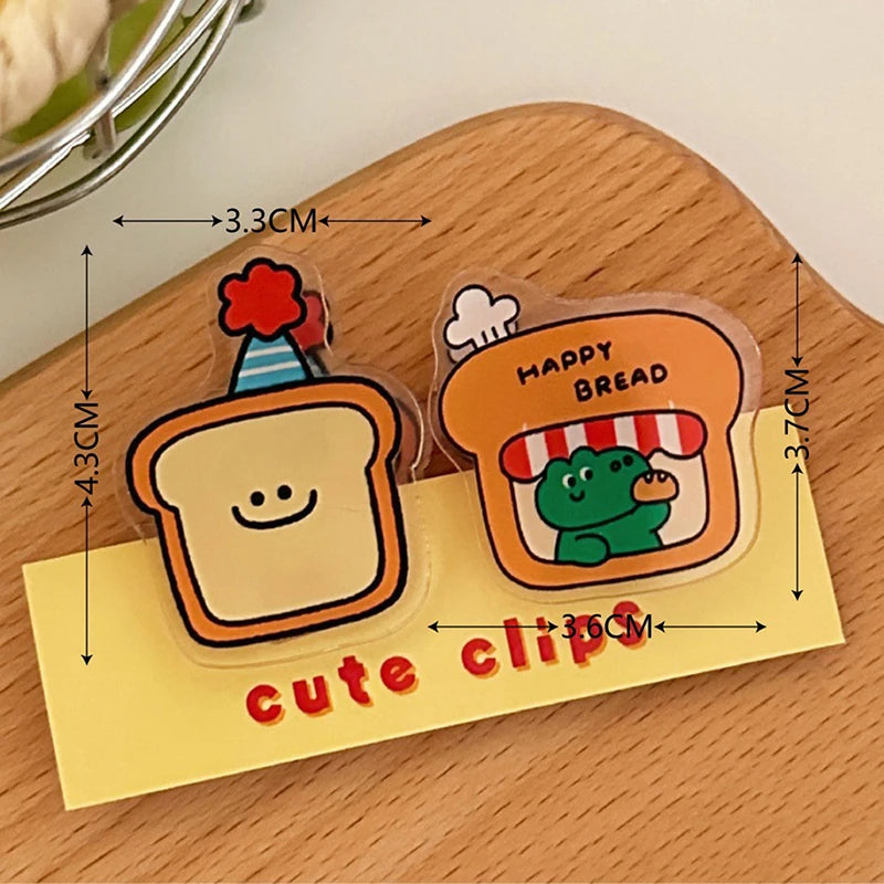 1Pair Cute INS Animated Fruit Sealing Clip Note Clip Cartoon Decoration Gift Acrylic Clip Office Accessories