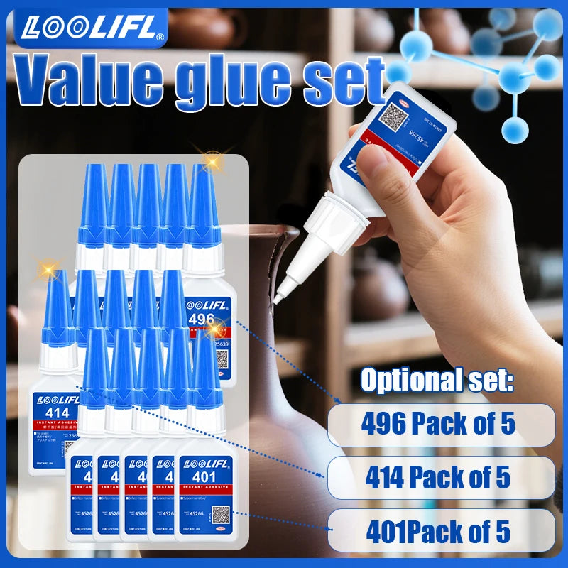 401 Instant Super Glue Strong Fast Dry Universal High Strength Adhesive for Resin Ceramic Metal Glass Plastic Wood Powerful