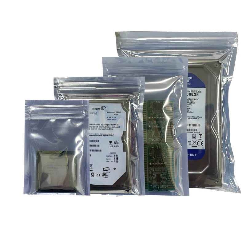 100pcs Anti Static Shielding Zip Lock Bag Resealable ESD Anti-static Instrument Chip Electronic Accessories Battery USB Pouches
