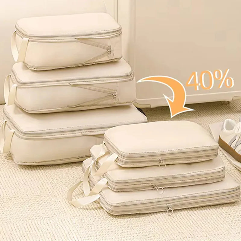4/6PCS Compression Bags with Zipper for Clothes Underwear Shoe Packing Storage Travel Luggage Wardrobe Space Saving Organizer