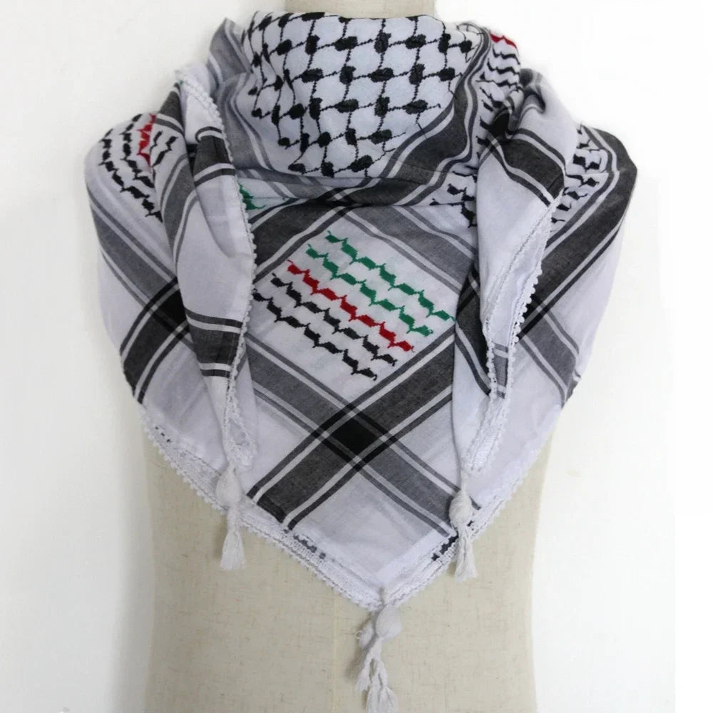Traditional Woven Keffiyeh,Cotton Hijab Shawl Stylish Unisex Shemagh Scarf Versatileand Fashionable Arab Headscarf