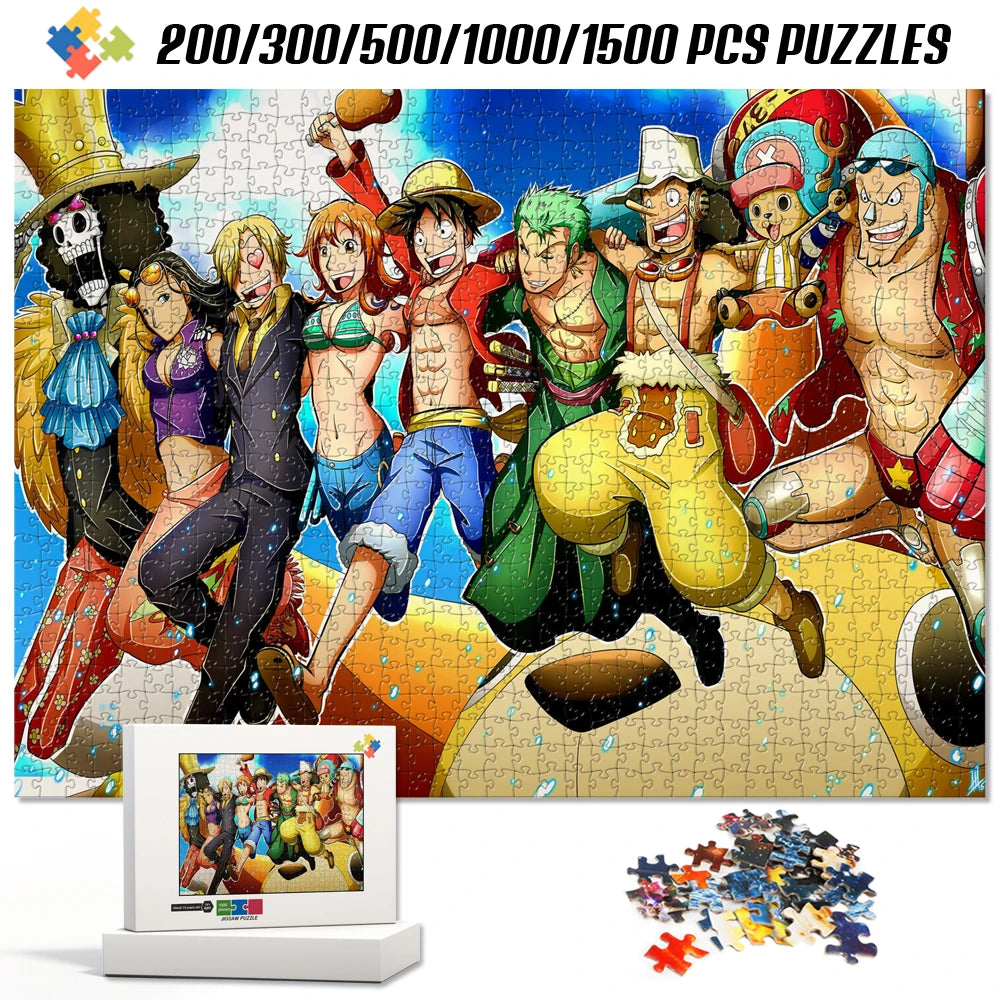 One Piece Characters Jigsaw Puzzles Montessori Educational Games Pedagogical Toys for Kids Adults Fun Brain Teaser Table Games