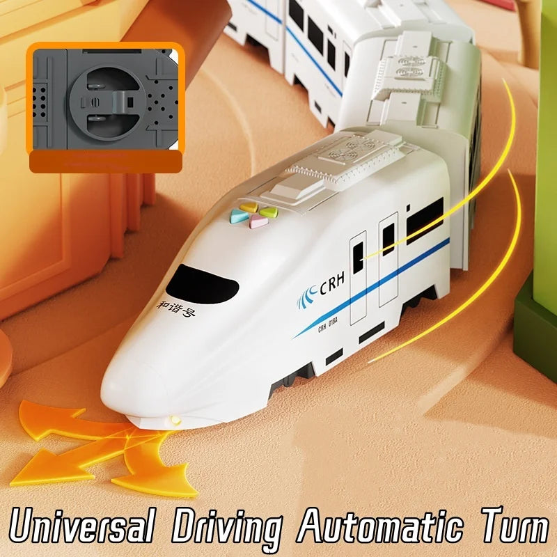 Toy Train Electric Bullet Train Battery Operated Action Locomotive Car High Speed Vehicle with Train Sound Light Gift for Kids