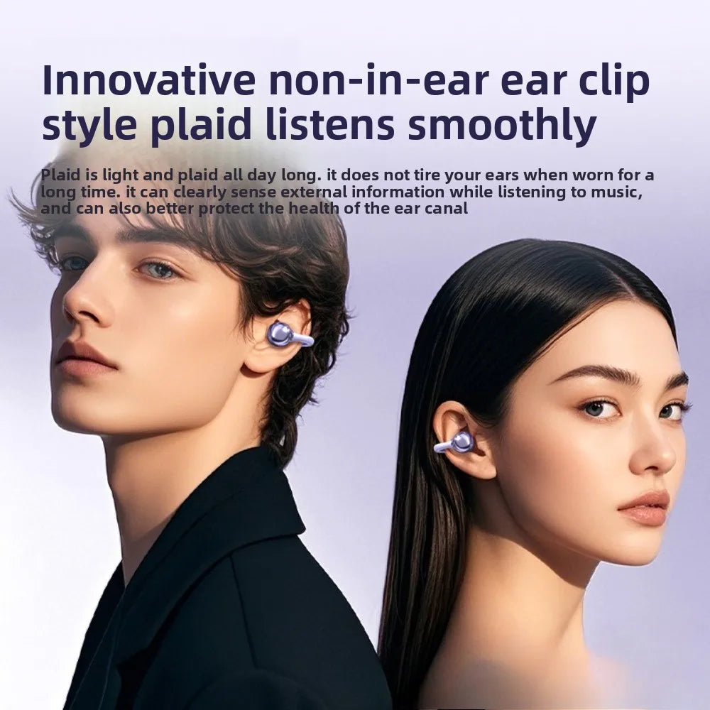 Wireless Headphones Open Ear  Bluetooth 5.4 LED Display Clip on Earbuds with Mic,Noise Cancelling,Comfortable Sports Earphones