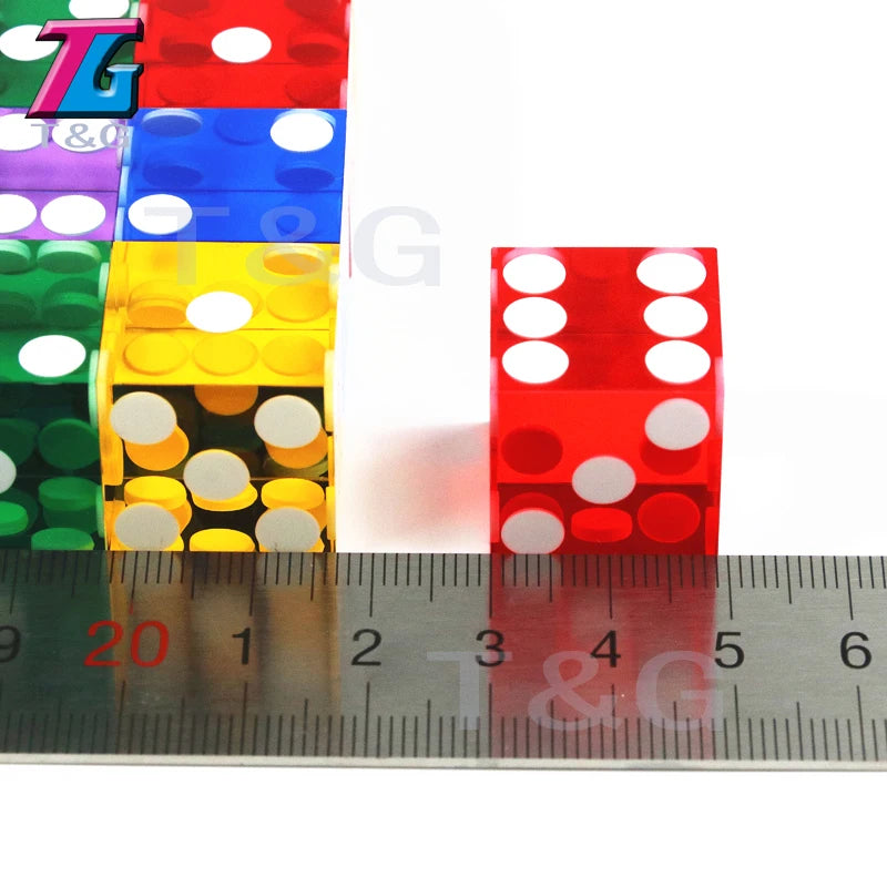 Precision Dice 19MM High-grade Acrylic TransparentSix Sided D6 Casino Sharp Straight Corners 5pcs