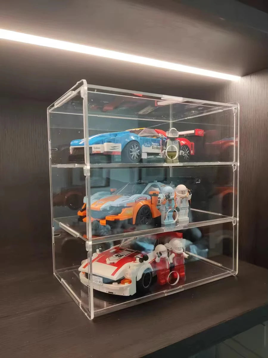 Fully Transparent Acrylic Car Model Display Case 2-6 Layer Storage Box With Door Hot Wheels Acrylic Cabinet For 1/32 Racing Car