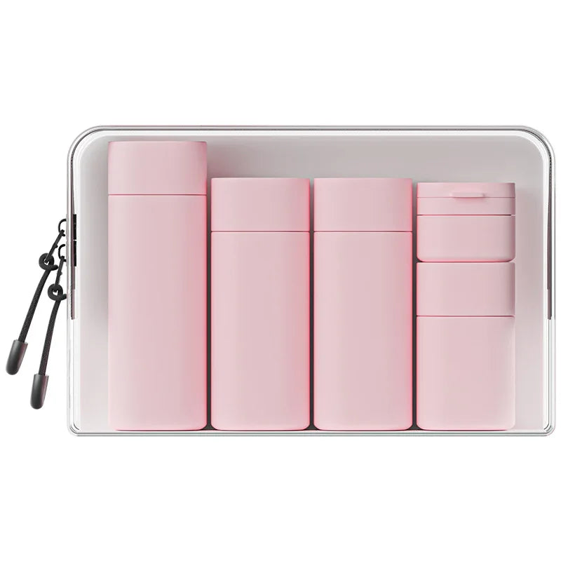 6pcs/set Makeup Dispensing Bottles Portable Travel Conditioner Lotion Shampoo Refillable Squeezable Bottle Cosmetic Bottle
