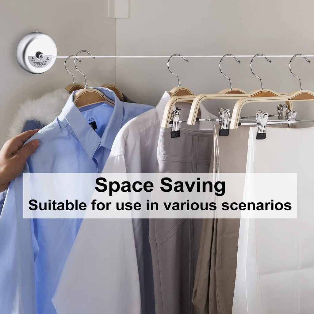 3.6 Stainless Steel Retractable Clothesline Set with 10 Stainless Steel Clothespins for Indoor and Outdoor Quilting