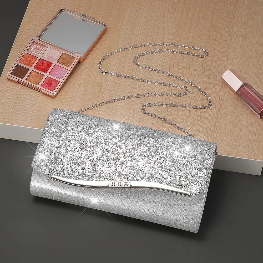 New Metallic Evening Bag - Luxurious Crossbody Small Square Bag - Elegant Handbag for the Bride at the Wedding Party