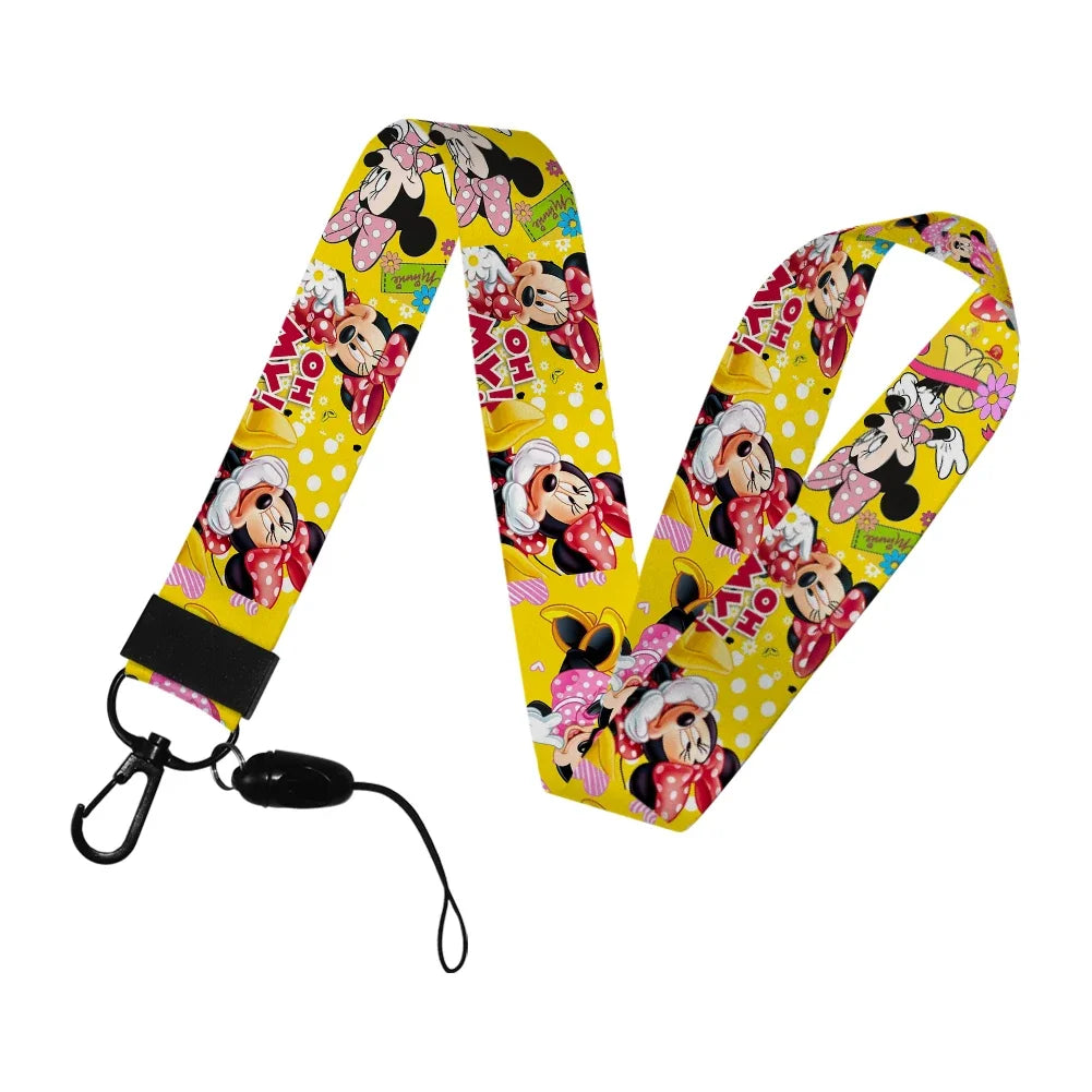 Disney Yellow Series Mickey Minnie Card Holder Work Permit Name Badge with Keychains Student Id Card Lanyard Holder Accessories