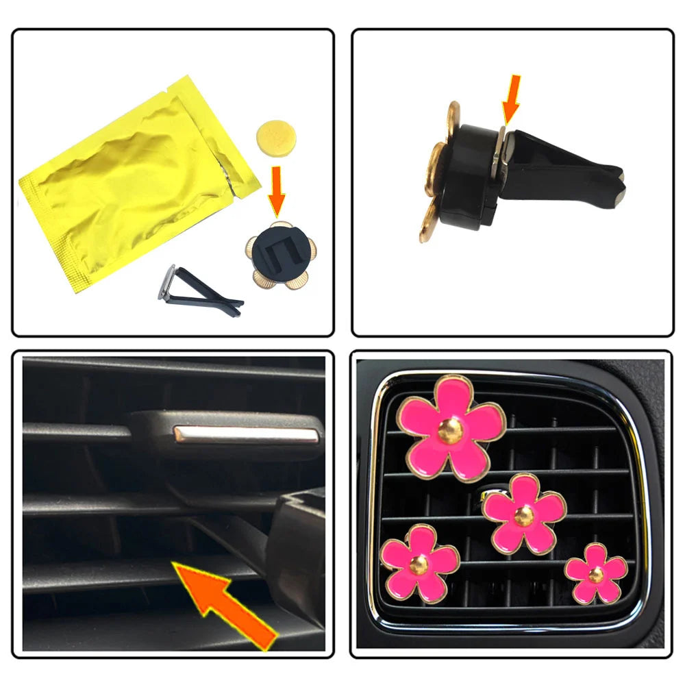 4Pcs/Set Car Outlet Vent Perfume Clips Car Air Freshener Conditioning Aromatherapy Small Daisy Interior Decoration Accessories