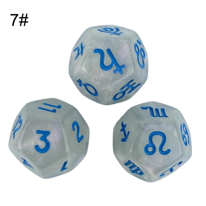 3Pcs Astrologys Dices 12-Sided Dices Divinations Tool Tarots Constellations Dices 54DE