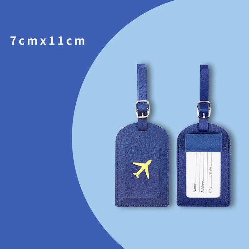 1Pc PU Leather Luggage Tag Travel Suitcase Name ID Label Identifier Bag Tag Travel Accessories