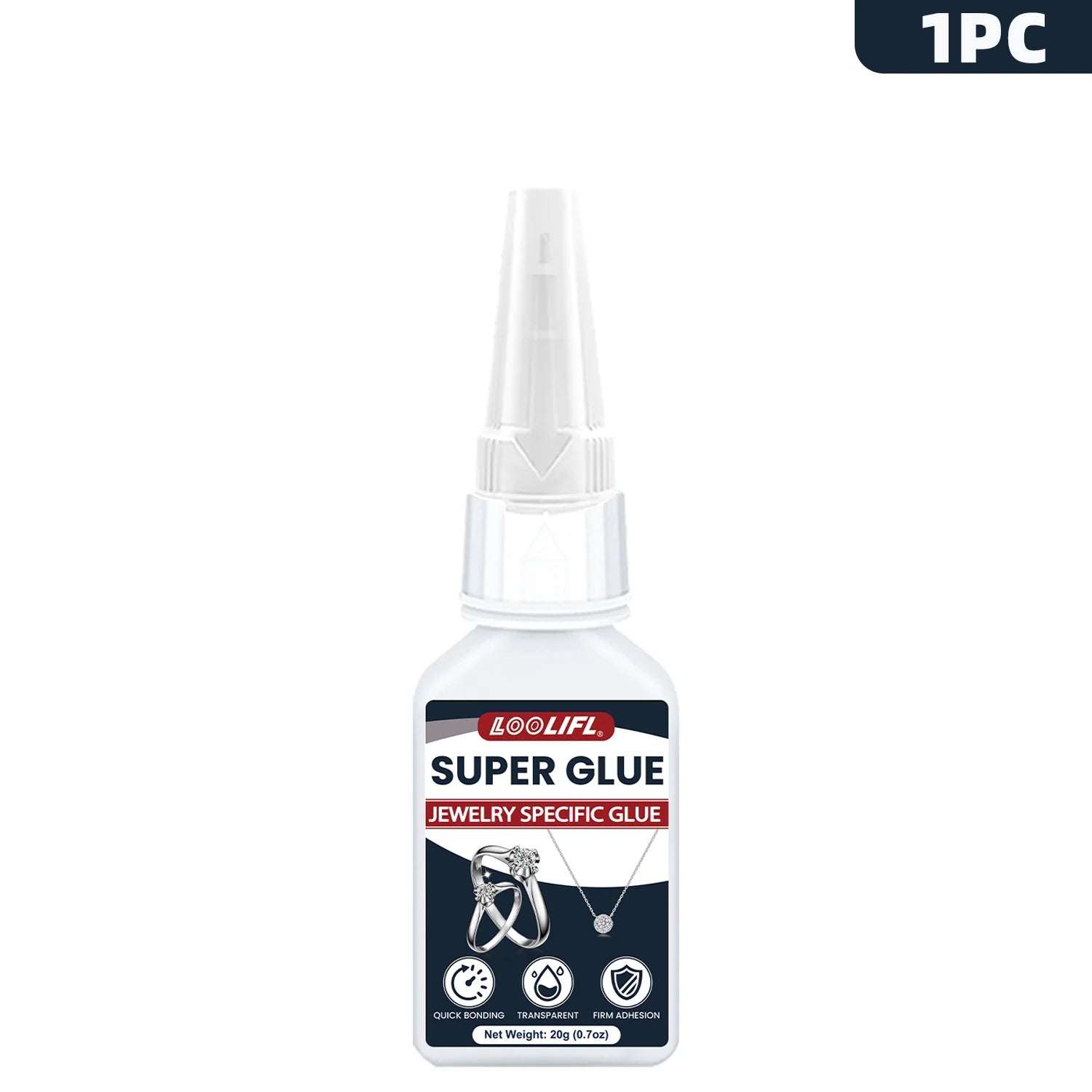 LOOLIFL 20g Jewelry Super Glue - Clear Strong Adhesive for Rings, Necklaces, Earrings & DIY Crafts, Quick Bonding Repair 1-5pcs