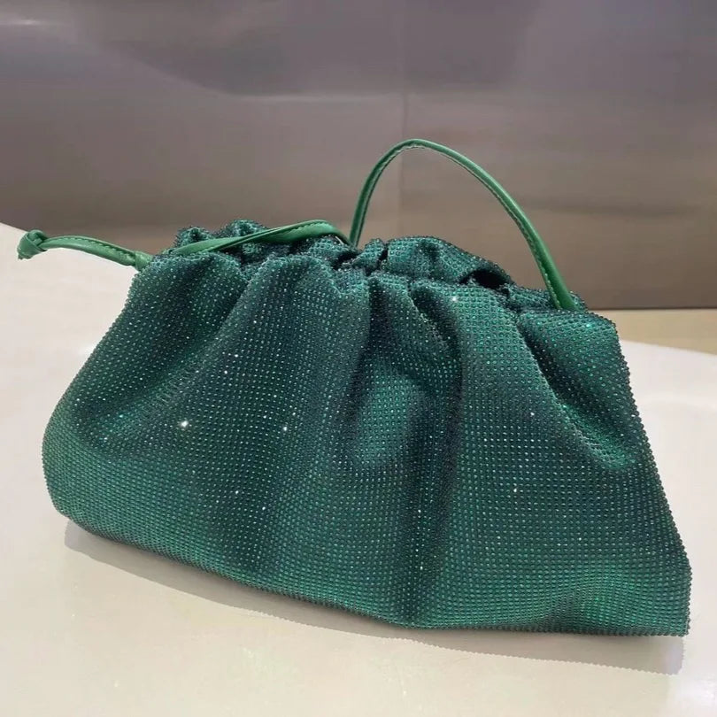 Luxury Designer Glitter Rhinestone Diamond Cloud Bag Evening Bag Wedding Party Clutch Purse Women Handbag Shoulder Messenger Bag
