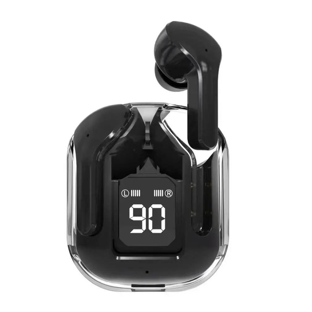 Bluetooth 5.3 Wireless Headset Transparent Headphones LED Power Digital Display Stereo Sound Earphones for Sports Working
