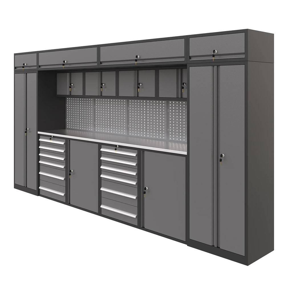 Modern Design  Metal Furniture Garage Storage Solution Metal Cabinet with Workbench for Repair Garage Workshop Cabinets