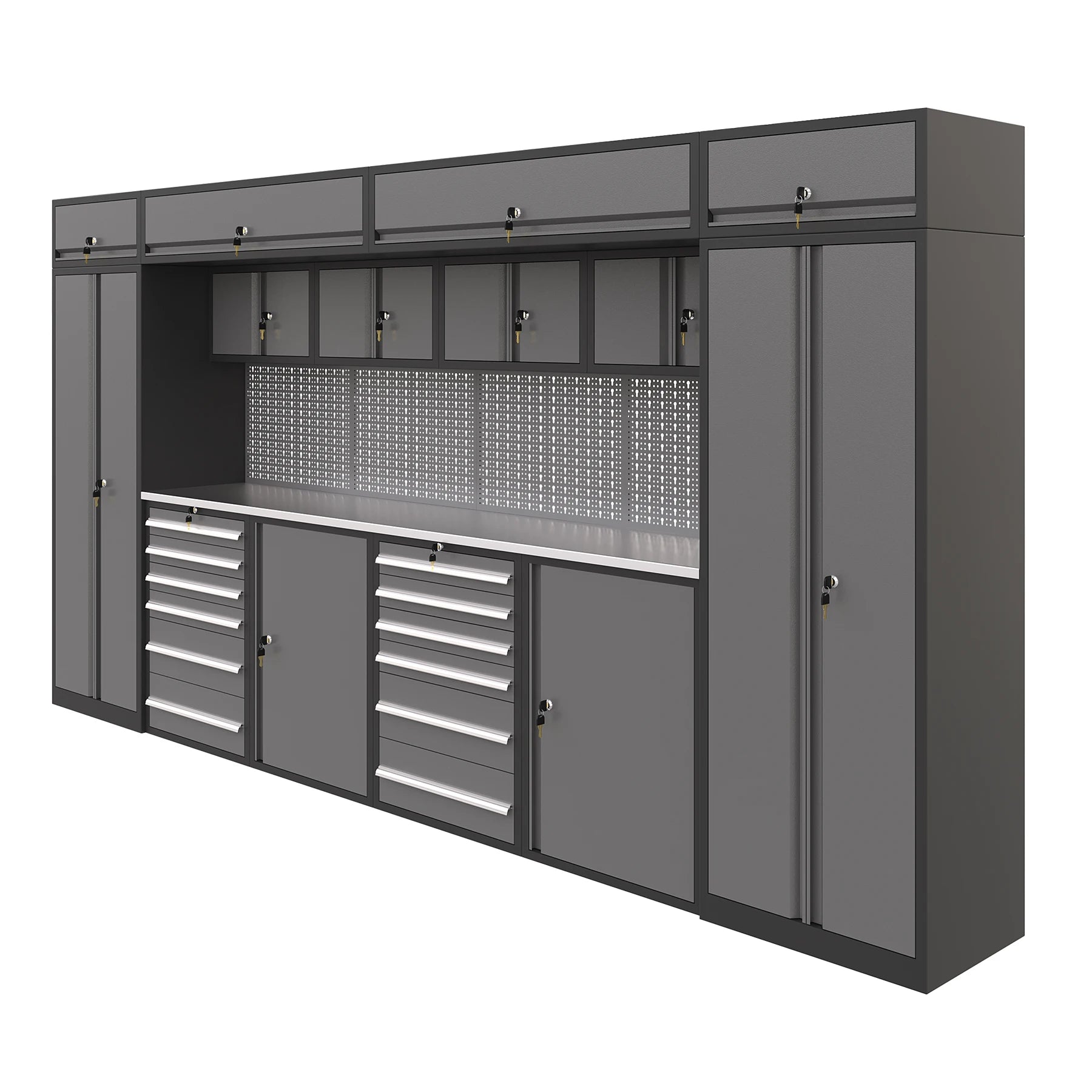 Modern Design  Metal Furniture Garage Storage Solution Metal Cabinet with Workbench for Repair Garage Workshop Cabinets