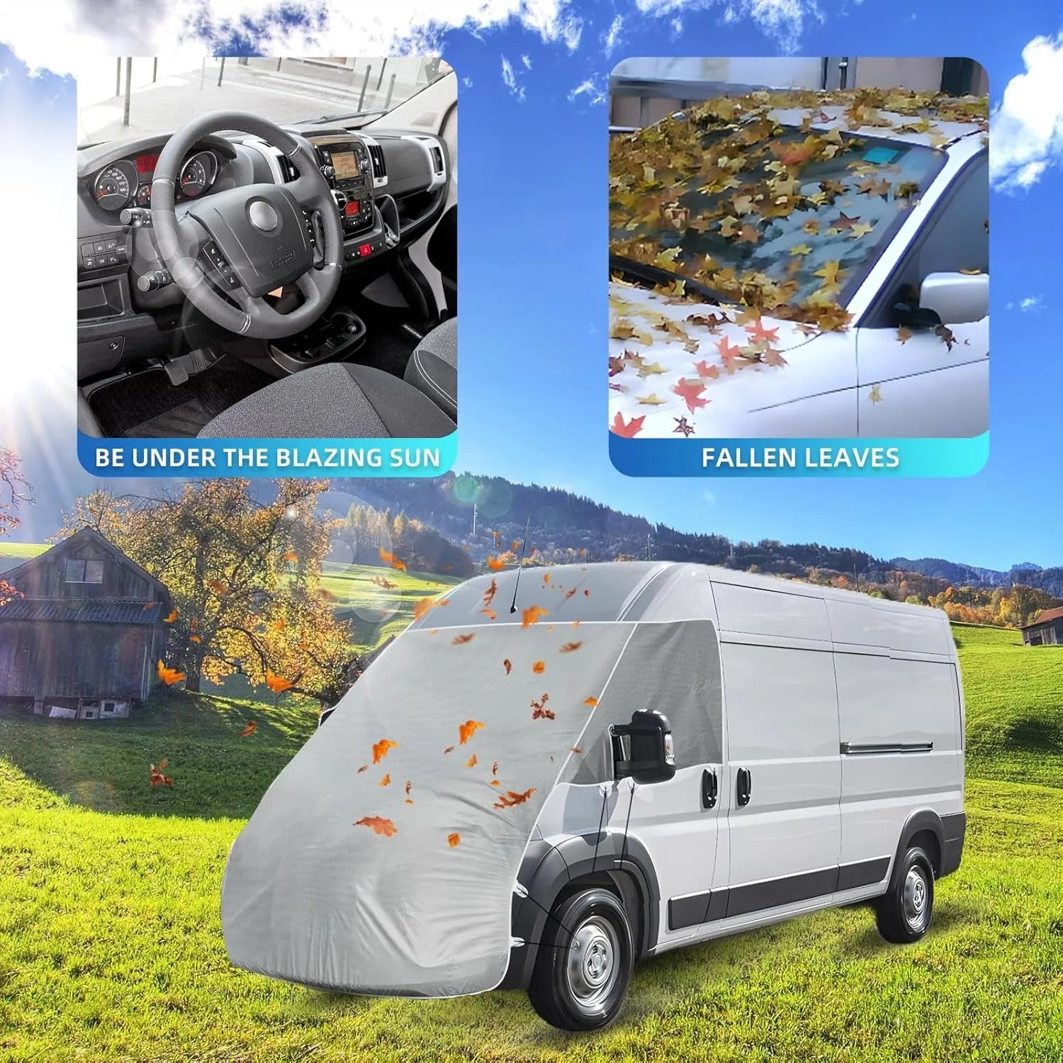 Windshield Snow Cover Caravan Windscreen Engine Hood Full Cover For Fiat Ducato Peugeot Boxer Citroen Relay 2006+ Ram Promaster