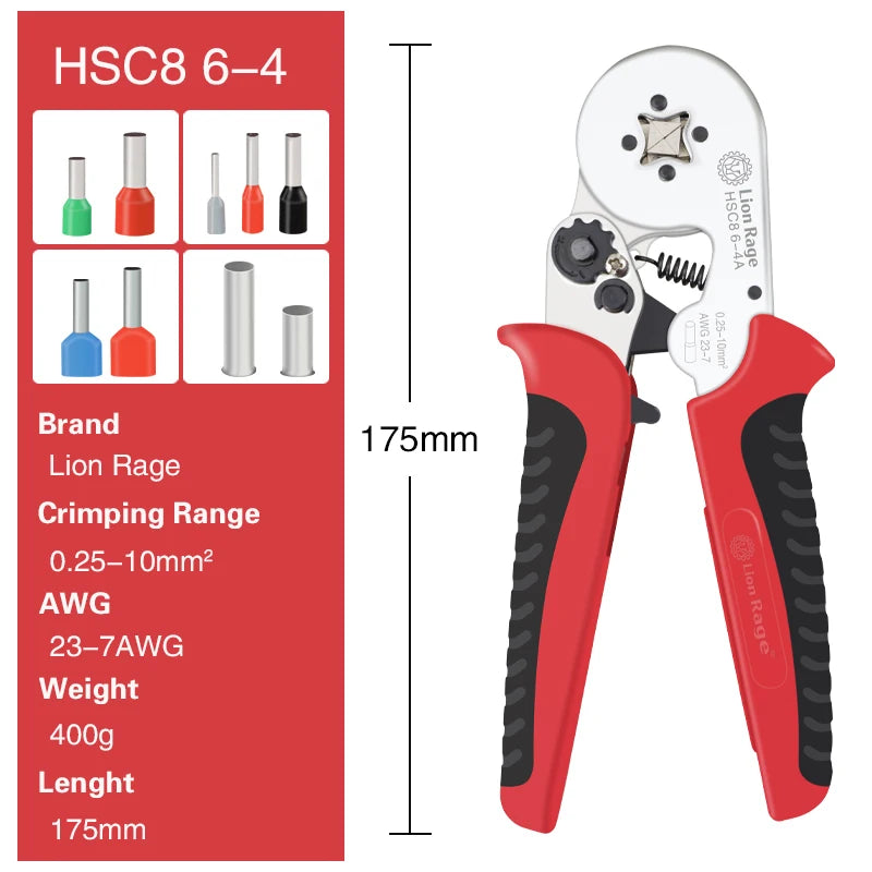 Crimping Pliers Ferrule Sleeves Tubular Terminal Tools HSC8 6-4 6-6 16-6 Wire Crimper Household Electrical Sets 1200pcs terminal