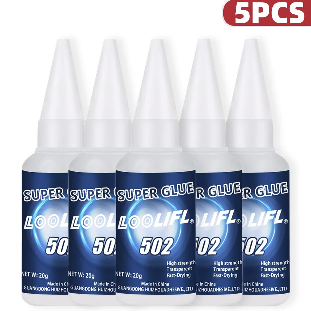 LOOLIFL 1-7PCS 502 Super Glue Cyanoacrylate Adhesive Fast Drying High Strength Transparent Repair Adhesive For Metal Plastic 20g