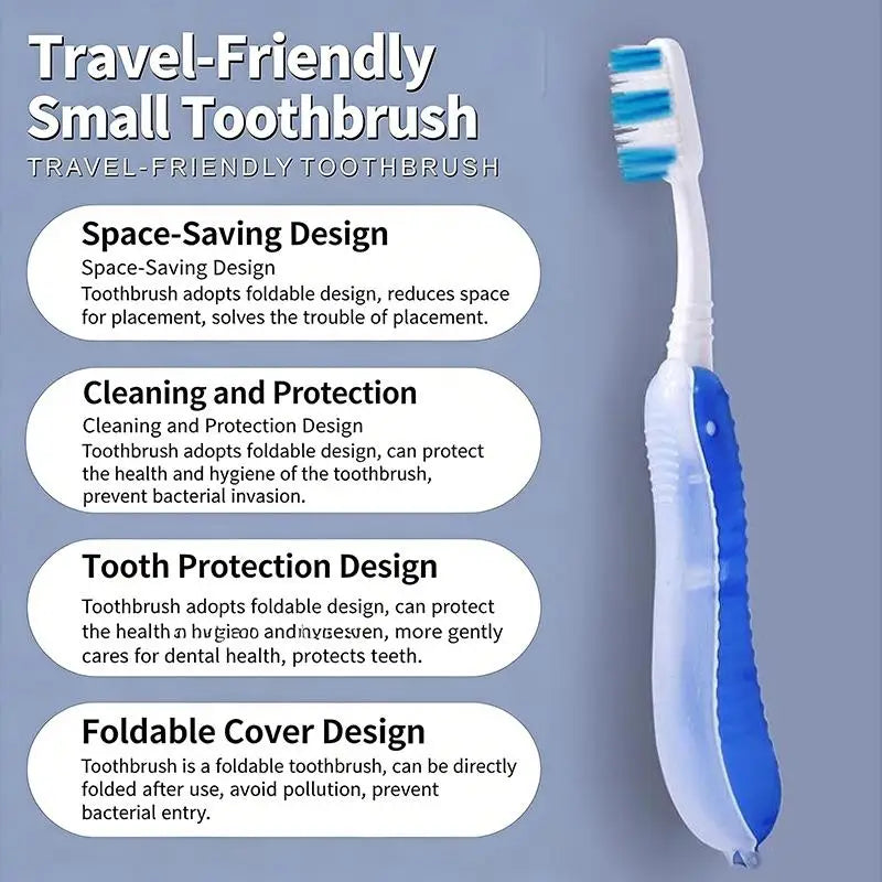 For Trip Daily Use Women Men Travel Folding Toothbrush Portable Toothbrush Built In Cover Multi Color Size Collapsable Brush