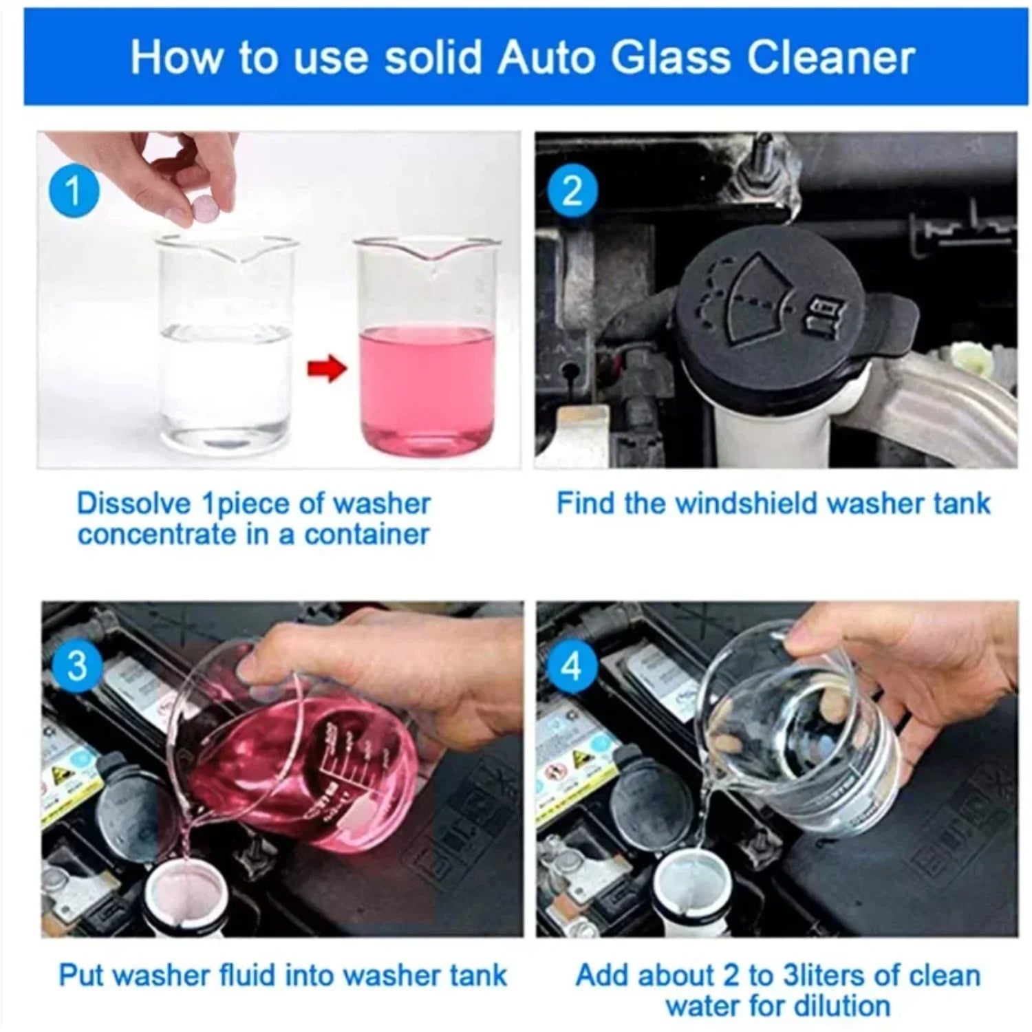 10-200pcs Solid Cleaner Car Windscreen Cleaner Effervescent Tablet Auto Wiper Glass Solid Clean Concentrated Tablets Detergent