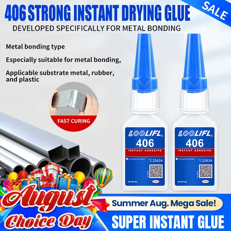 LOOLIFL 406 Glue Instant Quick Dry Cyanoacrylate Strong Adhesive Universal Fast Repairing Glue For Wood Plastic Jewelry Glue