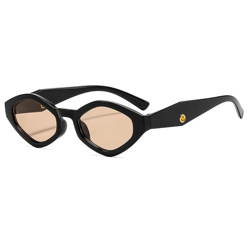 Hiking 2pcs Fashion Diamond Shaped Women‘s Anti Light Glasses Vintage Small Frame Punk Polygonal Glasses Outdoor Eyewear