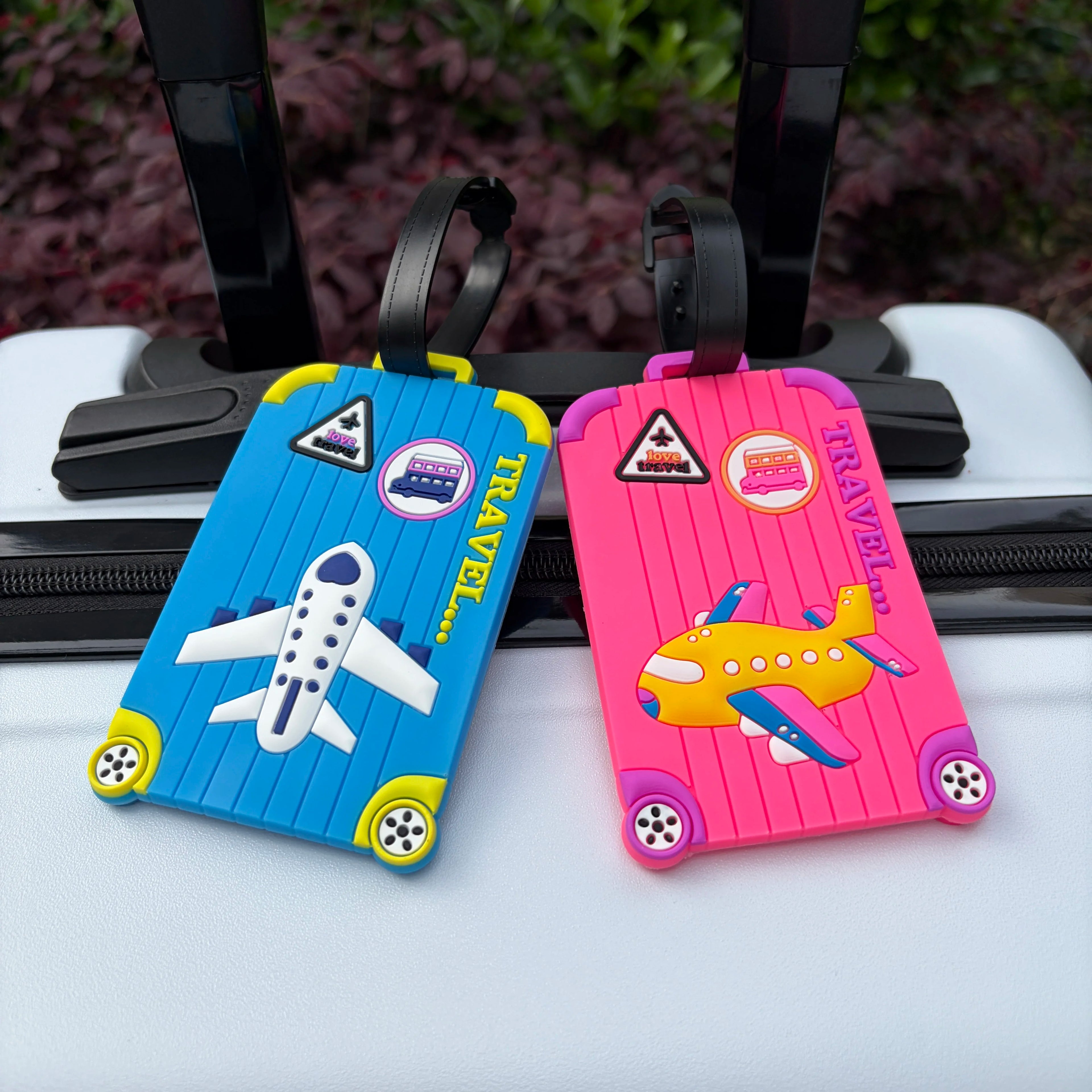 Creative Silicone Airplane Luggage Tag, Anti-Lost Travel Suitcase Pendant, Bag Tag, Boarding Pass Holder, Can Include Replaceable Name Card