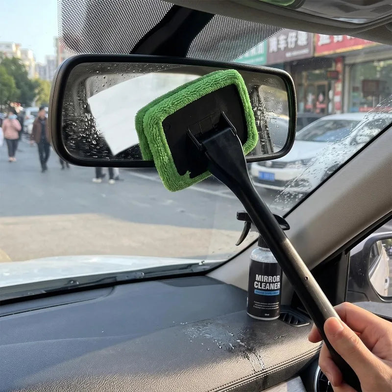 Car Window and Windshield Cleaning Brush Set Portable Glass Clean Tool with Extended Handle and Cleaning Squeegee