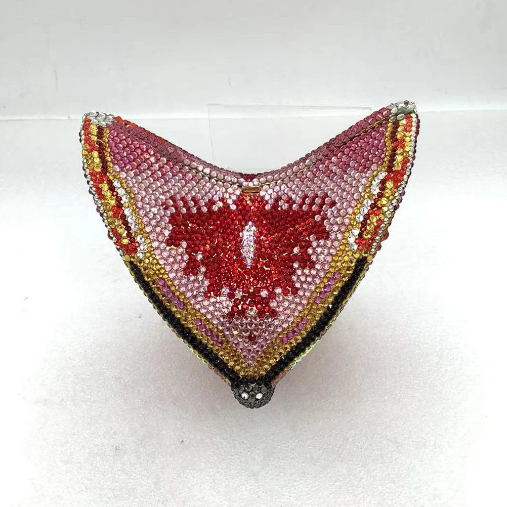 Hot Selling Butterfly Monarch Shaped Crystal Luxury Evening Bag Rhinestone Clutch Purse for Ladies Trendy Metal Frame Handbag
