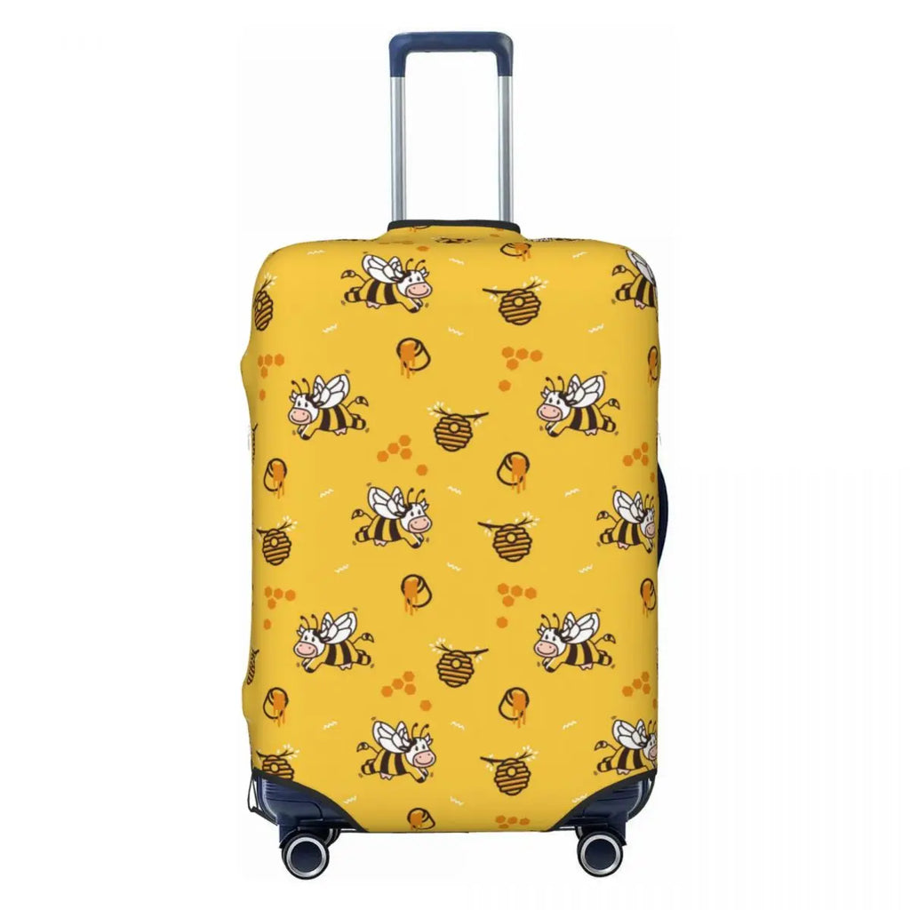 Honeycomb With Bees Suitcase Cover Elastic Cute Honey Bumblebee Luggage Protective Covers for 18-32 inch