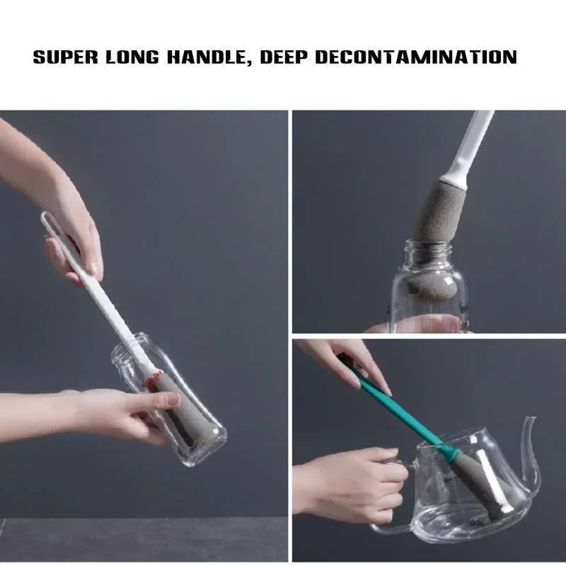 Long Handle Sponge Cup Brush Milk Bottle Wineglass Cups Clean Brush Tea Cup Thermos Bottle Brush Sponge Brush Cleaning Tool