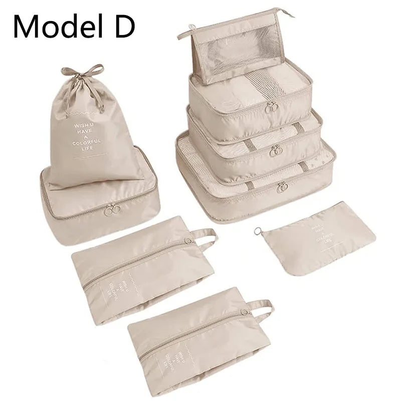 9Pcs/set High Quality Luggage Storage Bags For Packing Cube Clothes Underwear Cosmetic Bag Travel Suitcase Organizer Bag Pouch