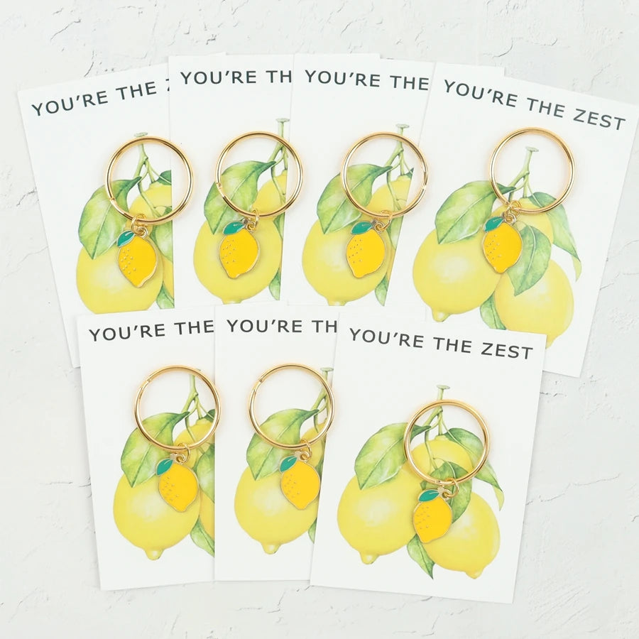 7 Chic Lemon Keychains, Including Positive Lemon Cards, Are Perfect for Back-To-School, Birthdays, Parties, Unique Friendship Keepsakes, Charming Summer Lemon Decorations, and as Inspirational Gifts for the Family.