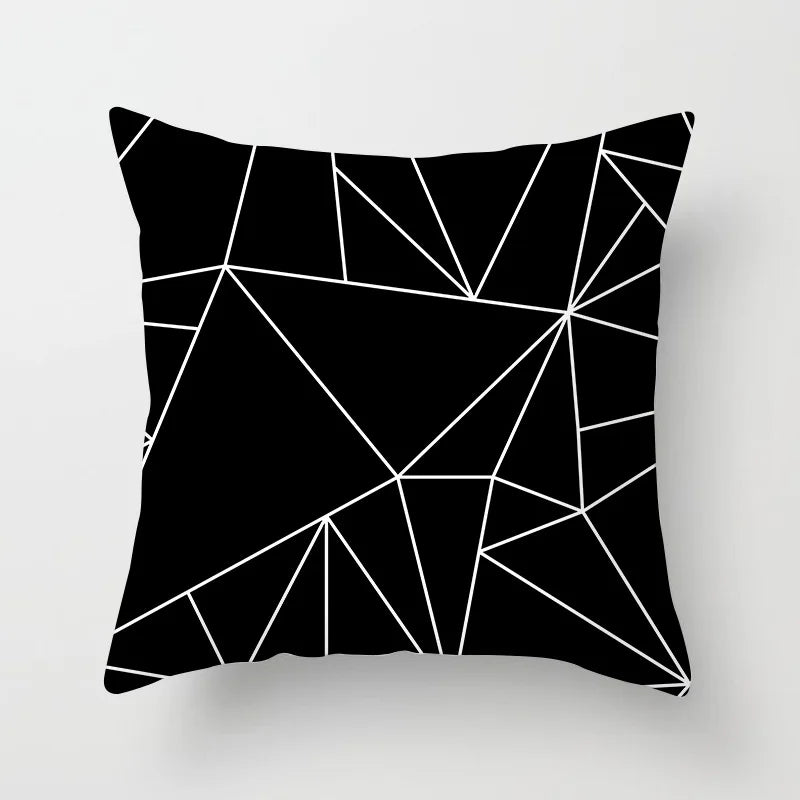 Black And White Geometric Portrait Double-sided Printed pillow cover Short plush Suitable living rooms sofas throw cushion cover